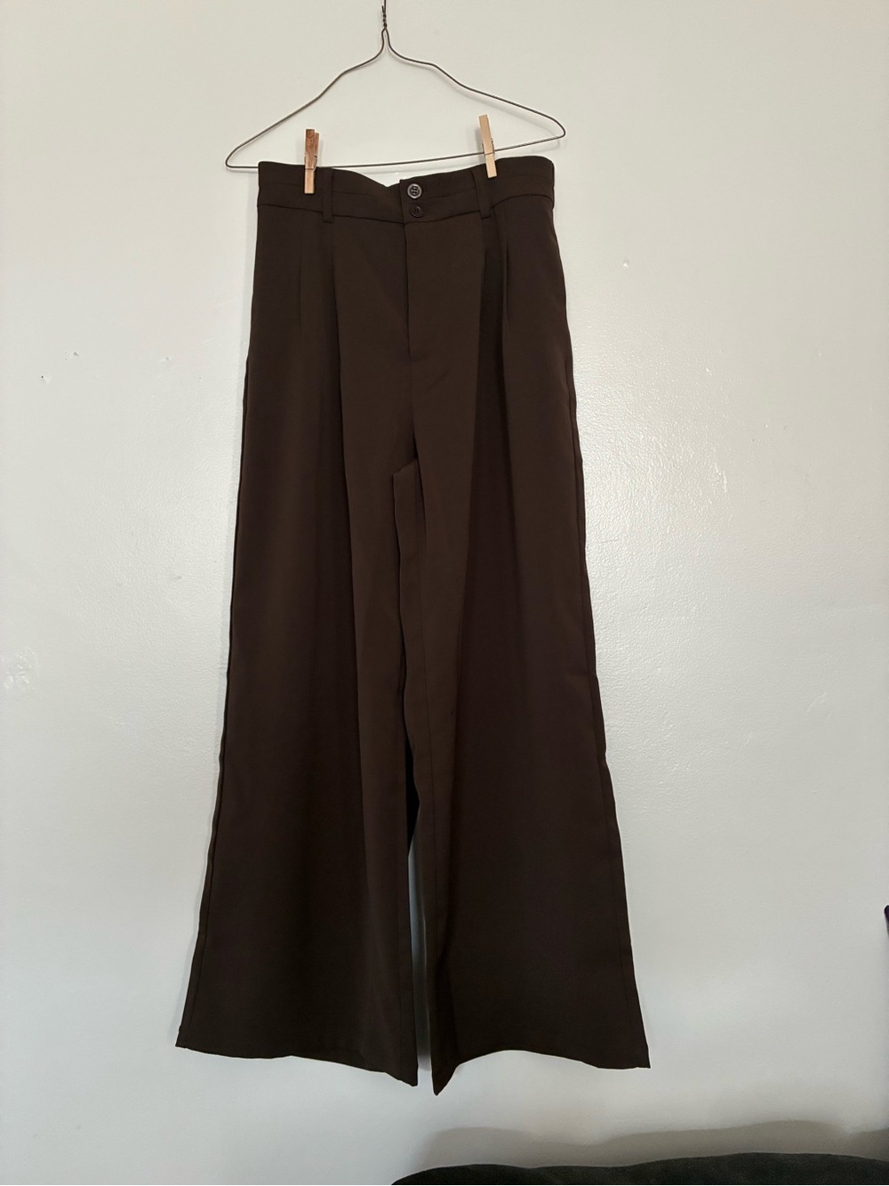 Pretty Garden brown wide leg pants with elastic waistband